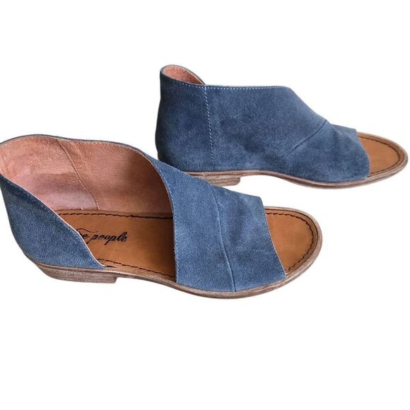 Free People Mont Blanc Blue Suede Sandals Size 381/2 US 8 - Picture 10 of 15